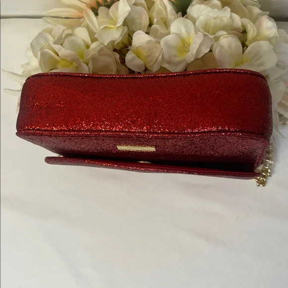 Jimmy Choo NWOT Sparkling Red Crossbody with Gold Chain - Picture 5 of 12